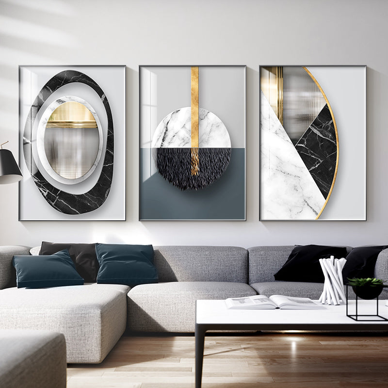 Pintura de lienzo con motivos geométricos abstractos, póster de pared para decoración del hogar