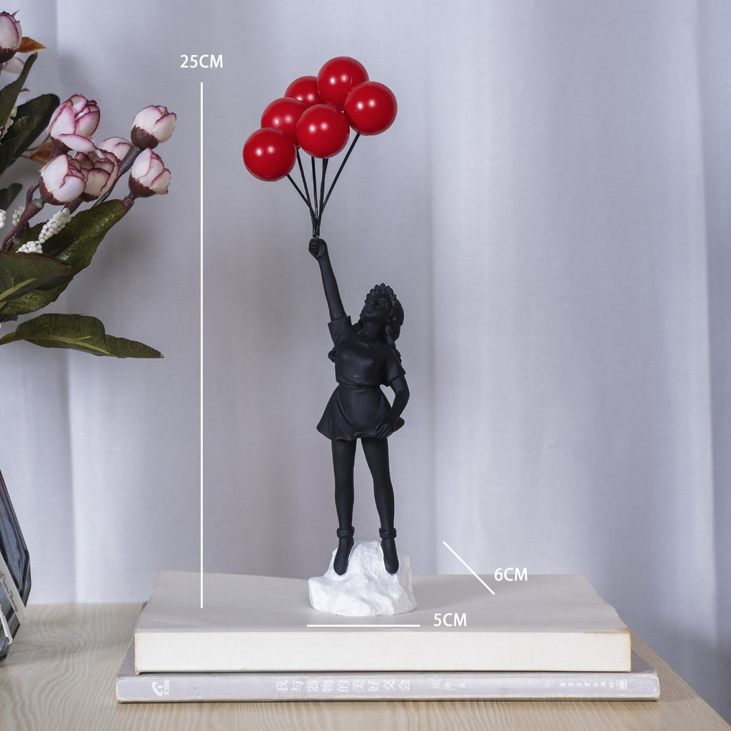 Petite fille avec un ballon Sculpture décorative en résine pour salon
