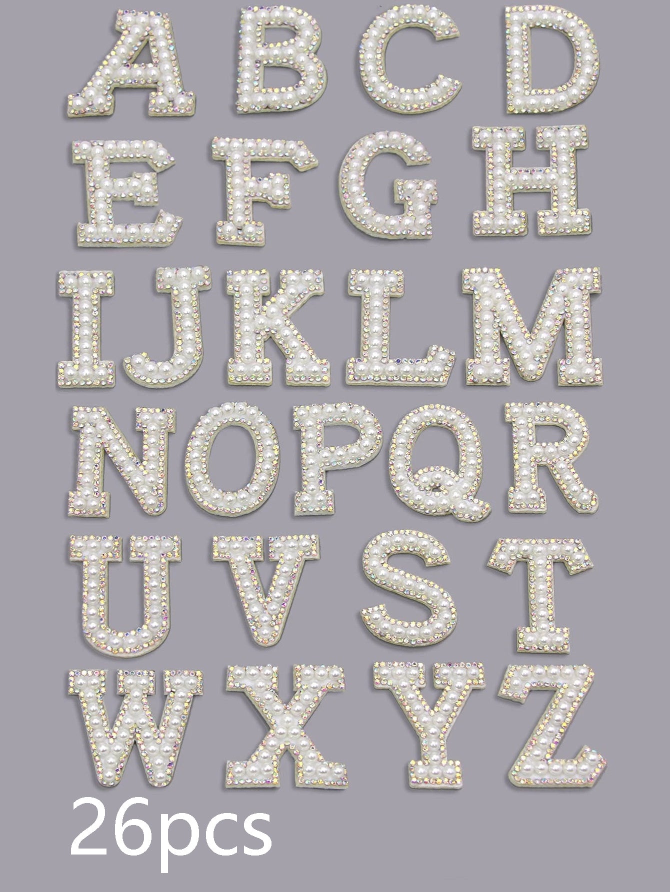 Pearl Rhinestone Cloth Sticker-Letter A-White-2 Pack