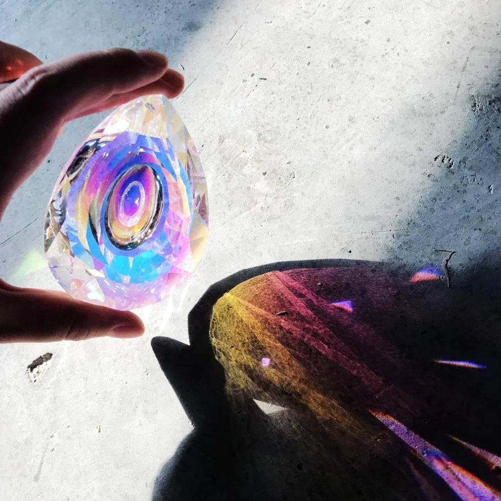 Large Crystal Rainbow Prism Pendant Sun Catcher Hanging Decor with Light Refraction Wedding Decor Home Wedding Party Decoration