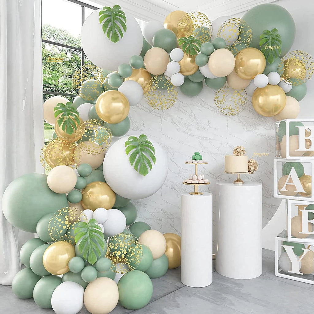 Kit Arche de Guirlande de Ballons Vert Sauge Décoration de Fête d'Anniversaire de Mariage Enfants Adultes Ballons de Mariage Décor de Baby Shower Globos
