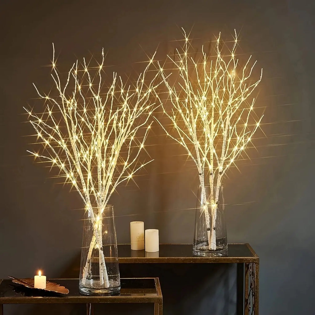 1 PC 50 LED Lumières de branches artificielles blanches, Lumière décorative blanc chaud alimentée par USB pour la maison, le restaurant, le café, le magasin