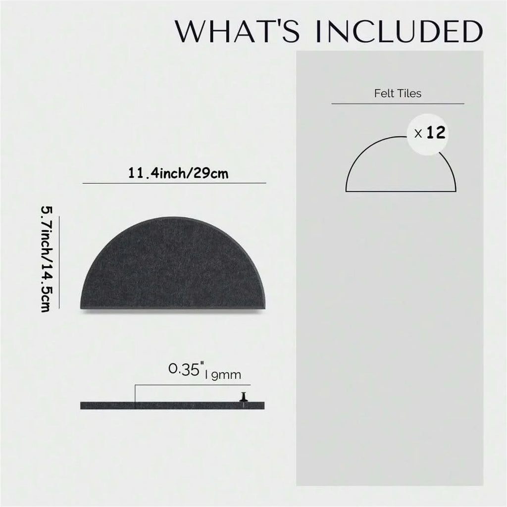 12pcs Decorative Felt Wall Panel Kit Semicircular Wall Felt Tiles Home Decor Felts Tiles with Self Adhesive Decorative Board