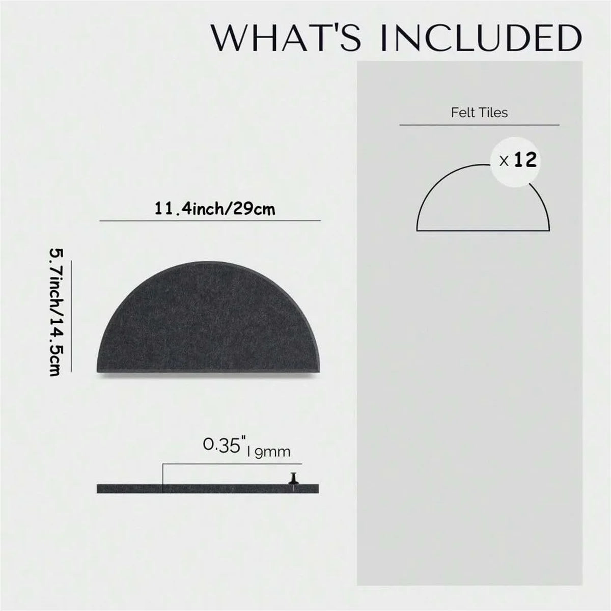 12pcs Decorative Felt Wall Panel Kit Semicircular Wall Felt Tiles Home Decor Felts Tiles with Self Adhesive Decorative Board