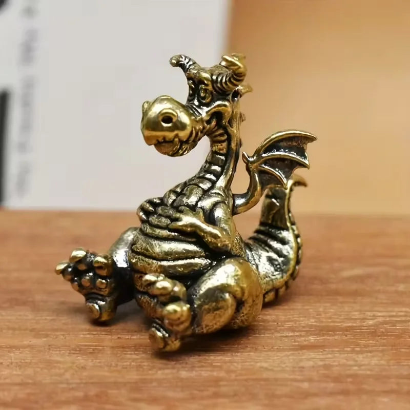 Figura de Dragón de Latón Vintage Diseño Intrincado, Ideal para la Decoración del Hogar, Sala de Estar, Dormitorio, Estantería, Mueble de TV