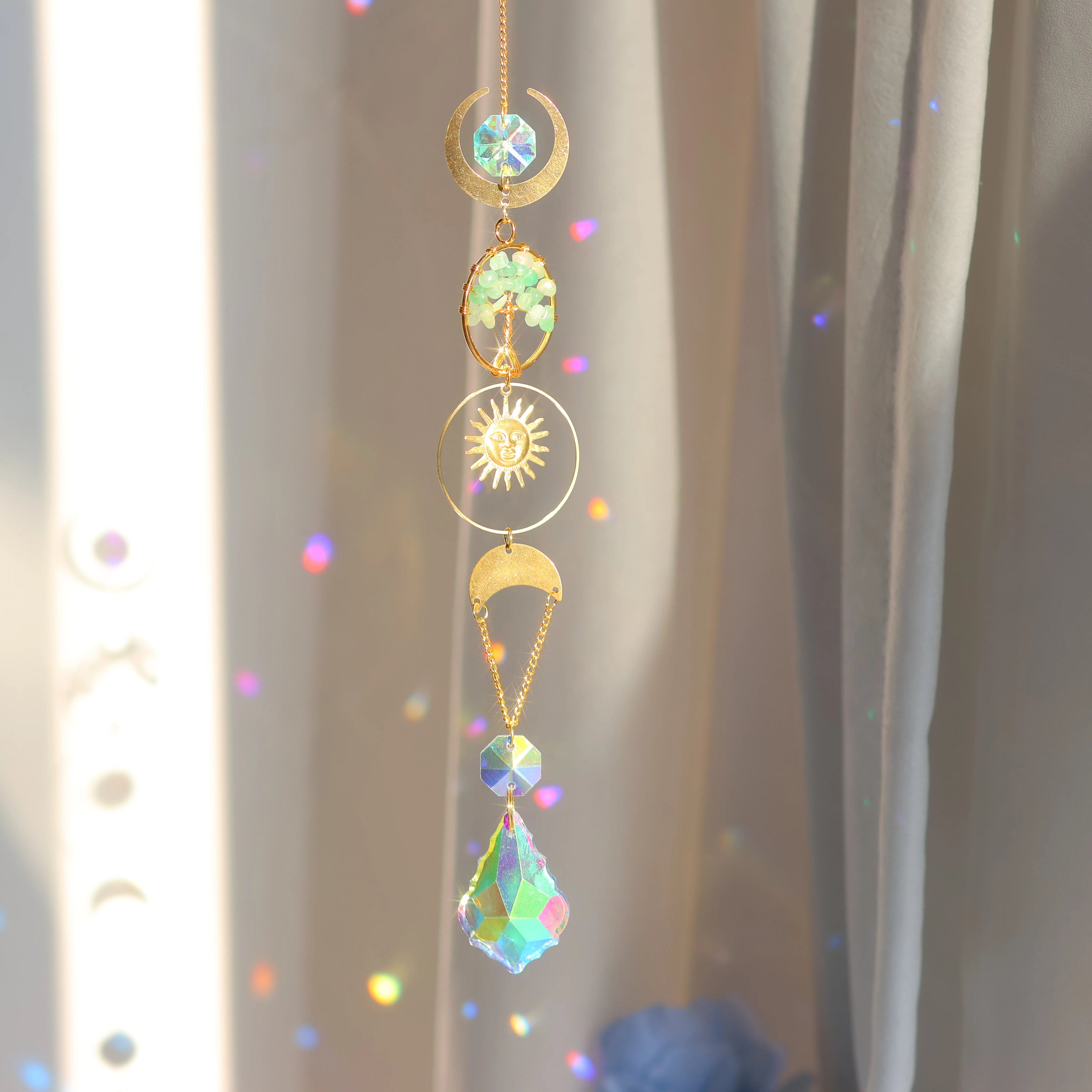 Colgante de cristal Árbol de la Vida Atrapasol para interiores y exteriores, arco iris, para casa, jardín, ventana, árbol de Navidad, decoración de boda