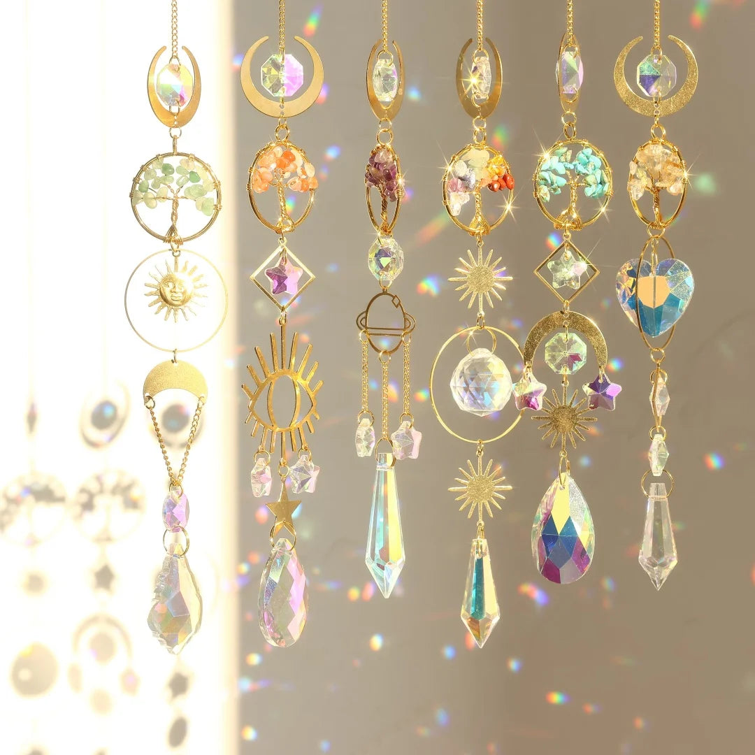 Colgante de cristal Árbol de la Vida Atrapasol para interiores y exteriores, arco iris, para casa, jardín, ventana, árbol de Navidad, decoración de boda