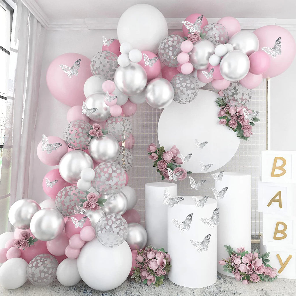 Kit de arco de guirnalda de globos, decoración de fiesta de cumpleaños para niña, globo de aluminio, decoración de baby shower, globos, suministros para fiesta de boda