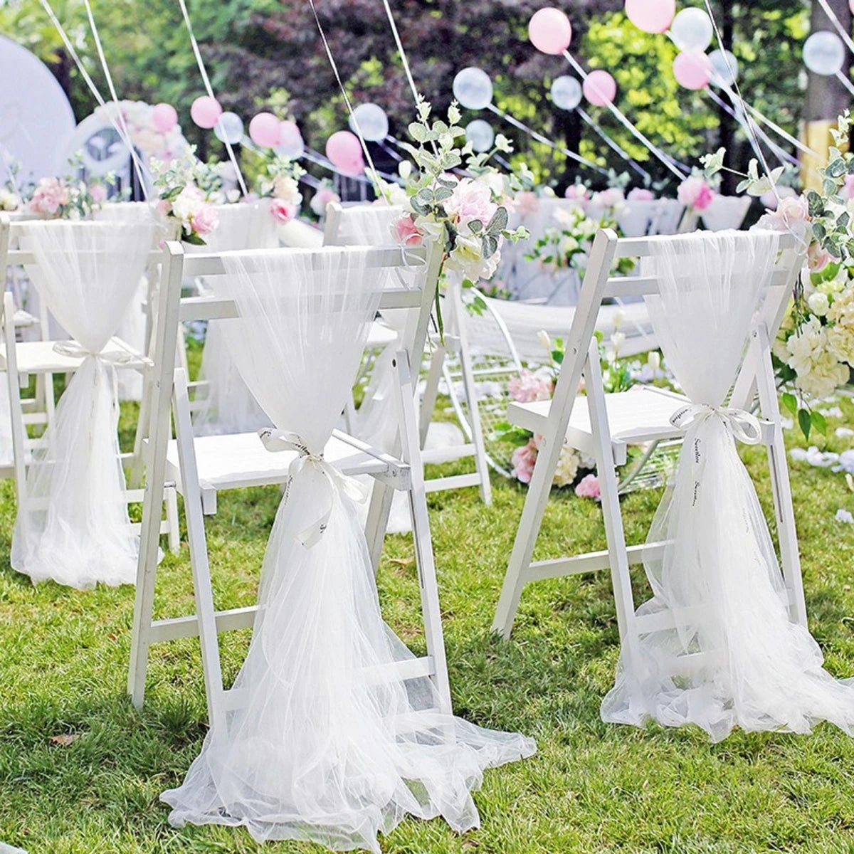 White Wedding Decoration Tulle Roll Crystal Organza Sheer Fabric For Wedding Birthday Party Backdrop Weeding Chair Sashes Decor