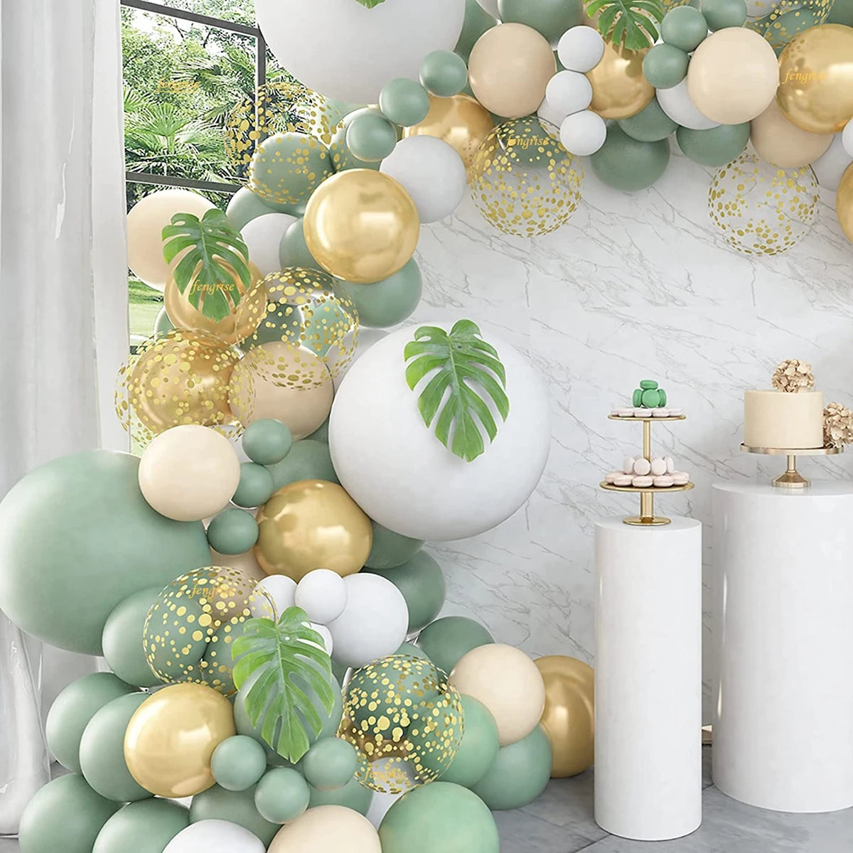 Kit Arche de Guirlande de Ballons Vert Sauge Décoration de Fête d'Anniversaire de Mariage Enfants Adultes Ballons de Mariage Décor de Baby Shower Globos