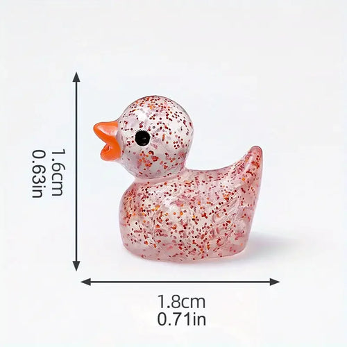 20 figuras de patos pequeños de resina con purpurina para micropaisajes de jardín, acuarios, macetas y casas de muñecas