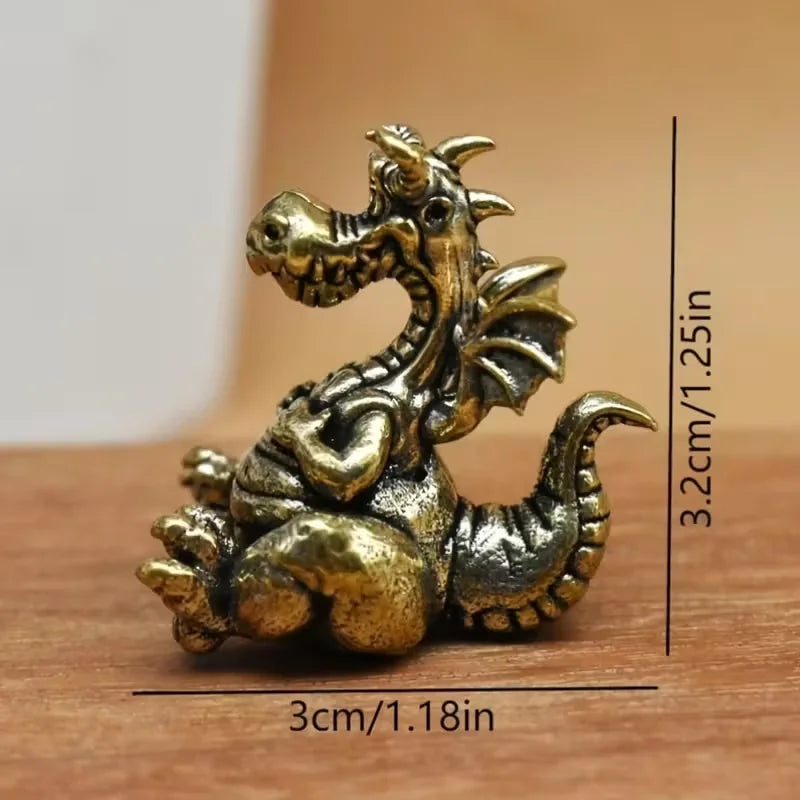 Figura de Dragón de Latón Vintage Diseño Intrincado, Ideal para la Decoración del Hogar, Sala de Estar, Dormitorio, Estantería, Mueble de TV