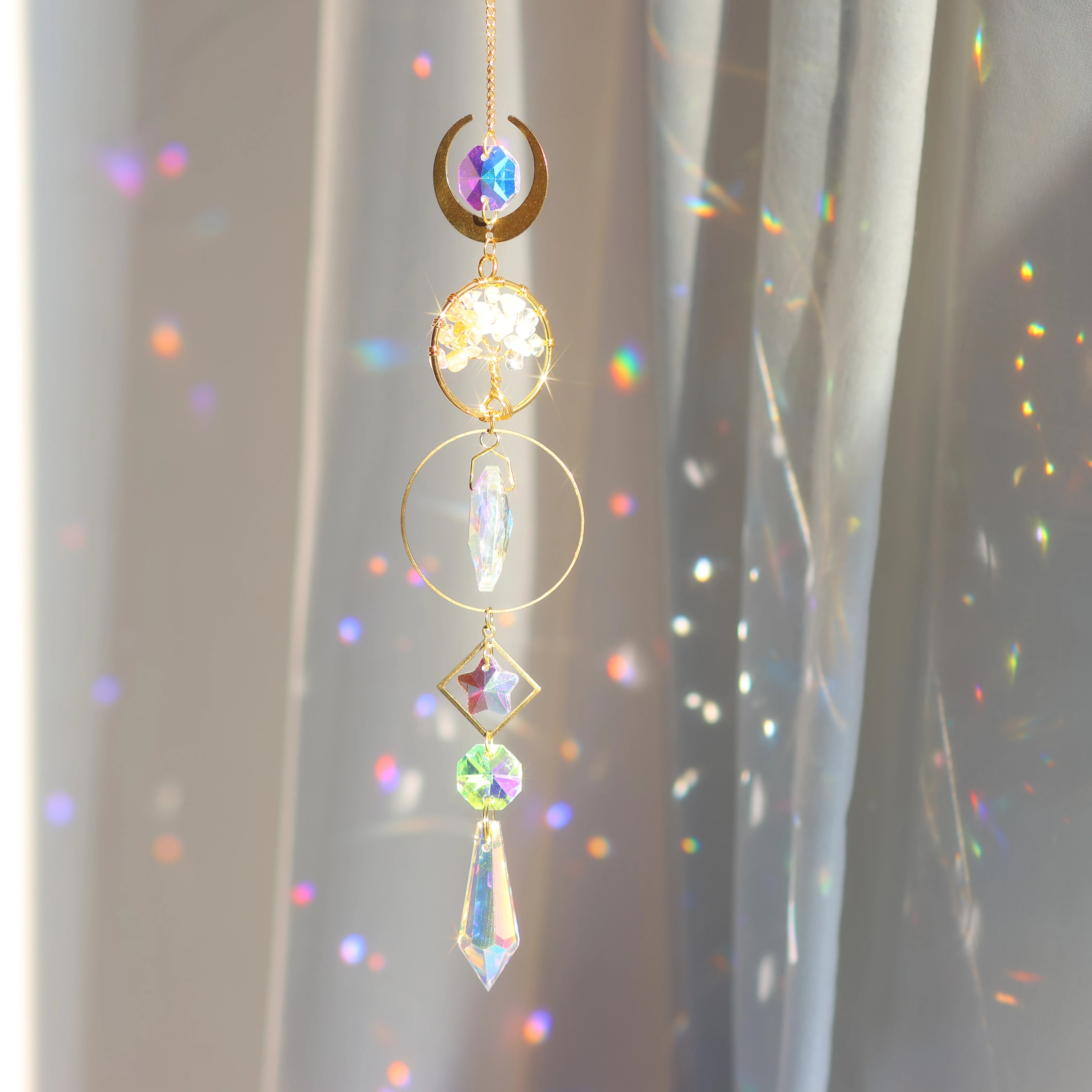 Colgante de cristal Árbol de la Vida Atrapasol para interiores y exteriores, arco iris, para casa, jardín, ventana, árbol de Navidad, decoración de boda