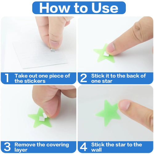 200 estrellas para techo, estrellas 3D que brillan con luna, estrellas autoadhesivas que brillan en 6 colores para techos, decoraciones de pared, decoración de habitación