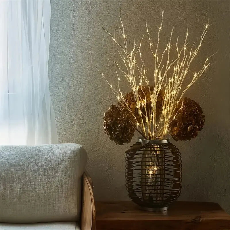 1 PC 50 LED Lumières de branches artificielles blanches, Lumière décorative blanc chaud alimentée par USB pour la maison, le restaurant, le café, le magasin