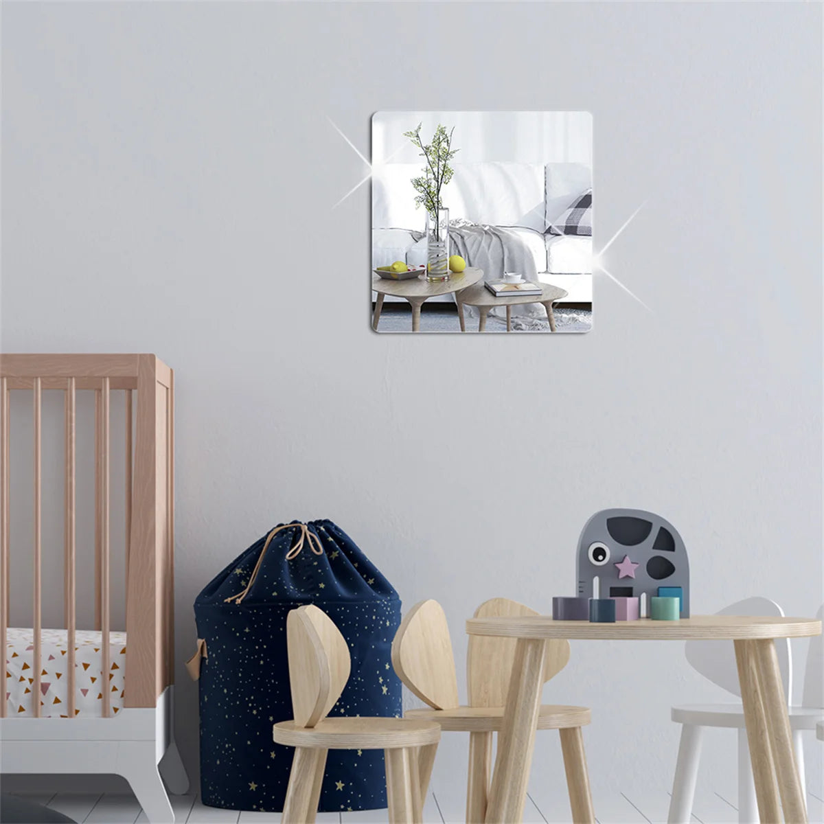 4pcs Square Mirror Wall Sticker Acrylic Home Decoration Stickers Self-adhesive Art Mural For Bathroom Bedroom Living Room