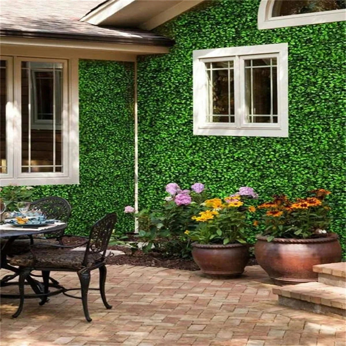 1 pc Gazon artificiel en plastique, panneau mural végétal, protection UV, décoration verte, clôture d'intimité pour décoration murale, décoration d'intérieur