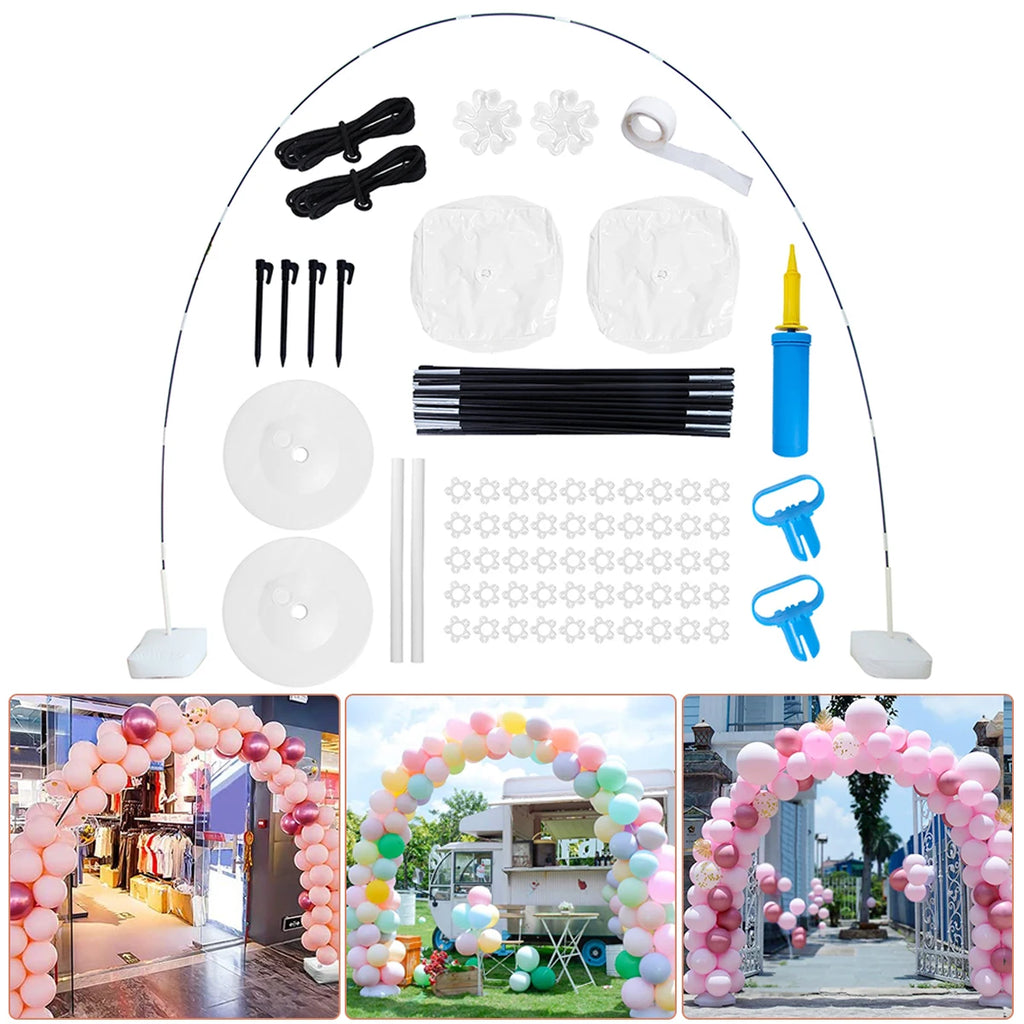 Kit de arco de globos ajustable Marco semicircular Soporte de globos Columna de globos Decoraciones de cumpleaños, bodas, baby shower