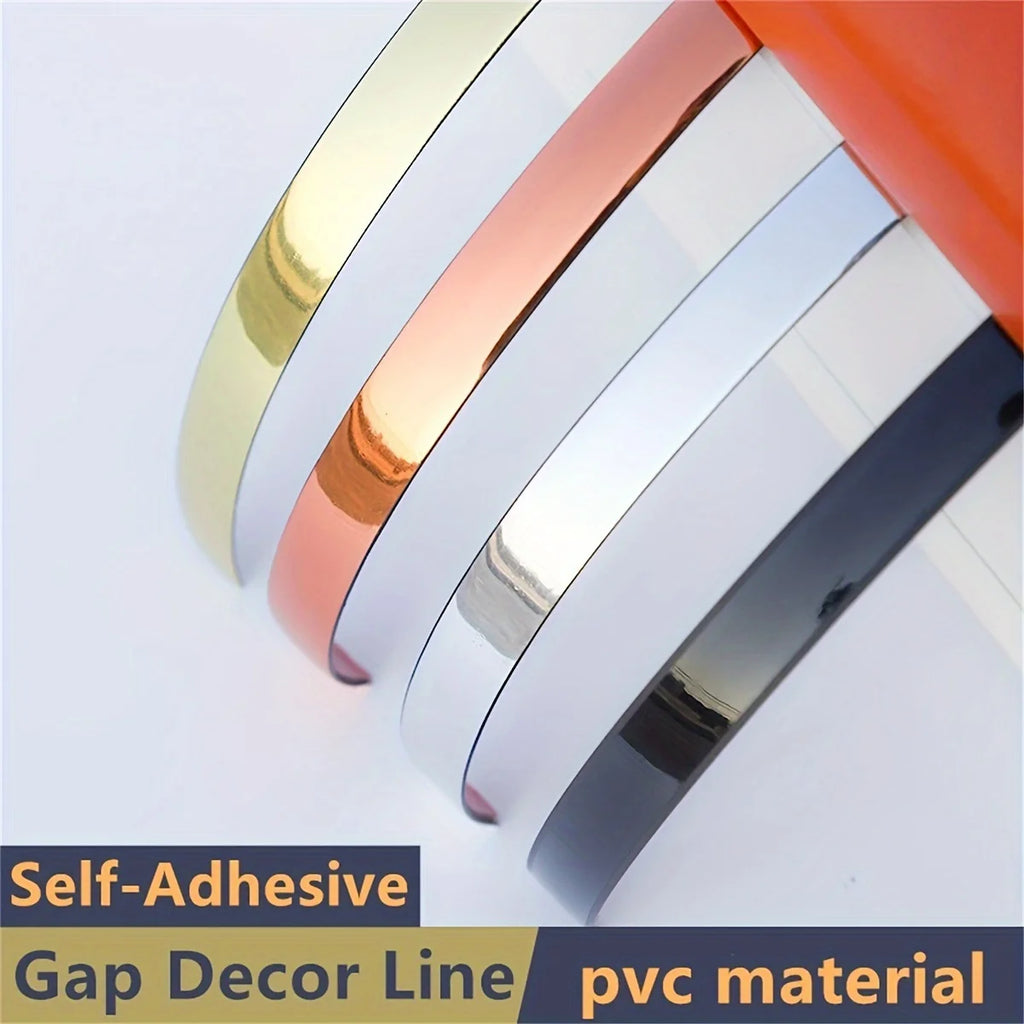 1pc 5M Self-Adhesive 1.1CM PVC Decoration Line Tile Gap Stickers - Waterproof Edge Strips Tape for Wall Decor Frame Decoration