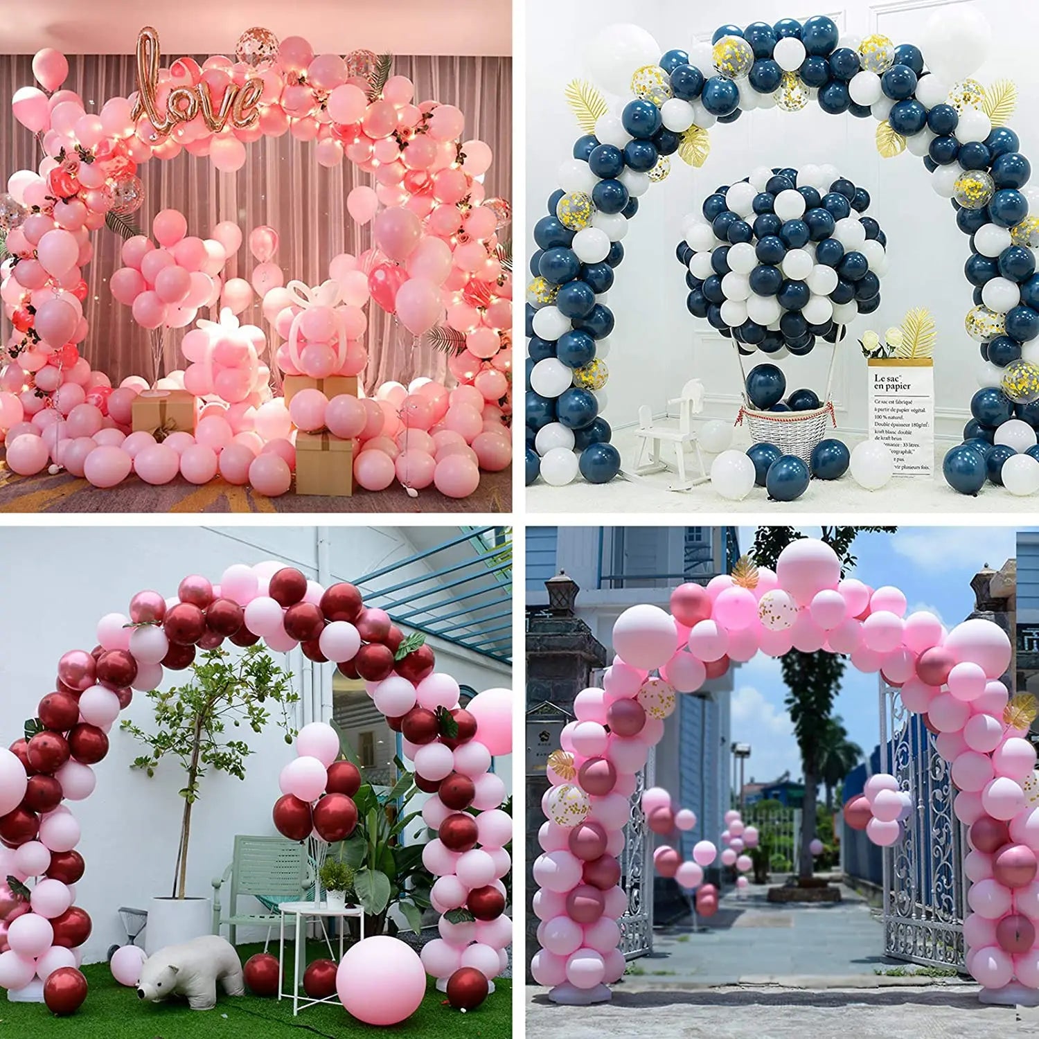 Kit de arco de globos ajustable Marco semicircular Soporte de globos Columna de globos Decoraciones de cumpleaños, bodas, baby shower