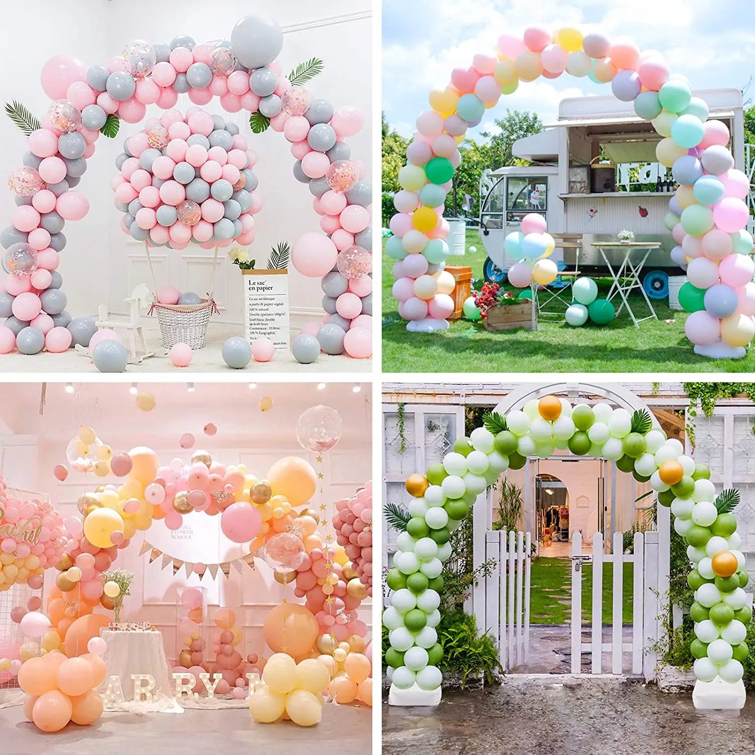 Kit de arco de globos ajustable Marco semicircular Soporte de globos Columna de globos Decoraciones de cumpleaños, bodas, baby shower