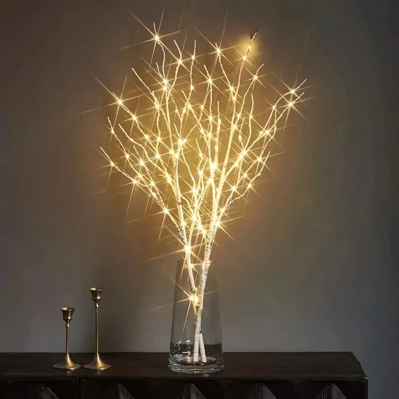 1 PC 50 LED Lumières de branches artificielles blanches, Lumière décorative blanc chaud alimentée par USB pour la maison, le restaurant, le café, le magasin