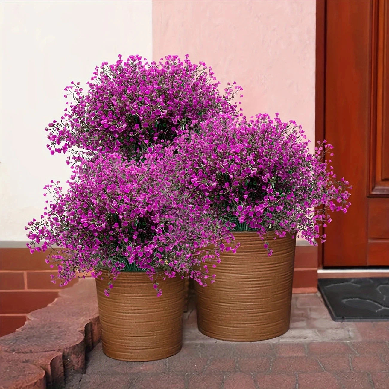 12 Bunches Outdoor Artificial Flowers UV Resistant Plastic Shrubs Decorative Plants for Garden Edging Window Boxes Fake Greene