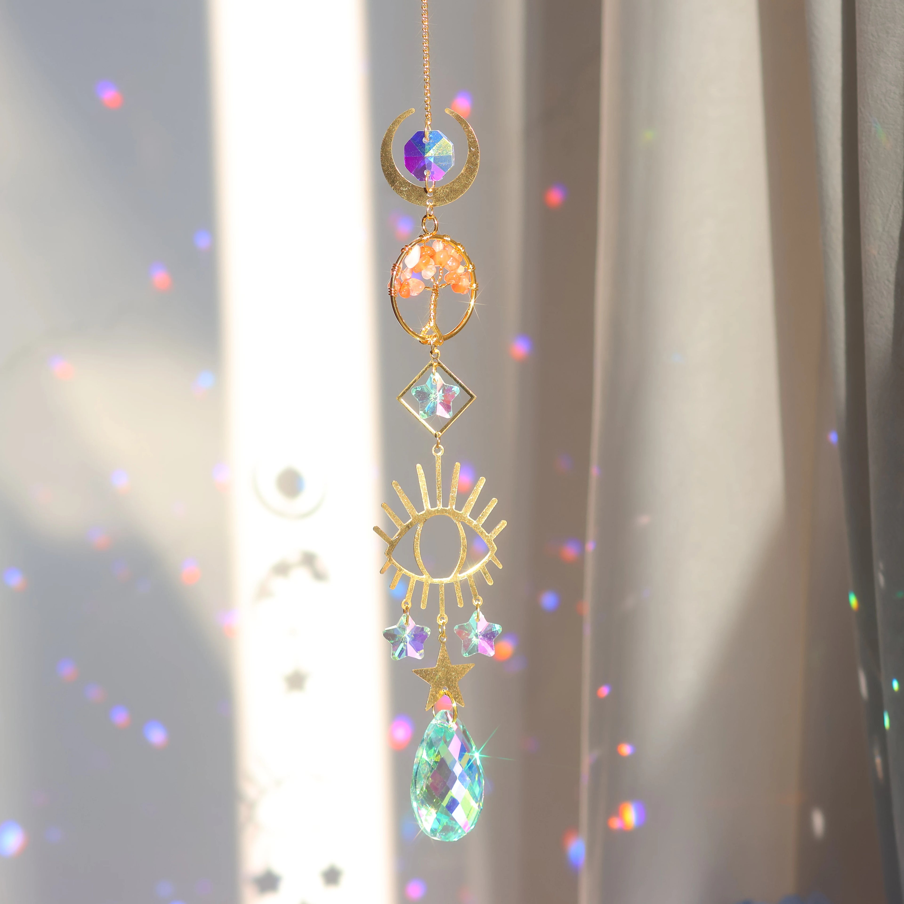 Tree of Life Crystal Pendant Sun Catcher Indoor and Outdoor Rainbow Home Garden Window Christmas Tree Wedding Decoration