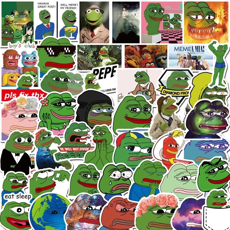 10/30/50 PIÈCES Autocollants Intéressants Grenouille PEPE Graffiti Meme pour Skateboard Casque Boîte Cadeau Vélo Ordinateur Portable Voiture Jouets pour Enfants