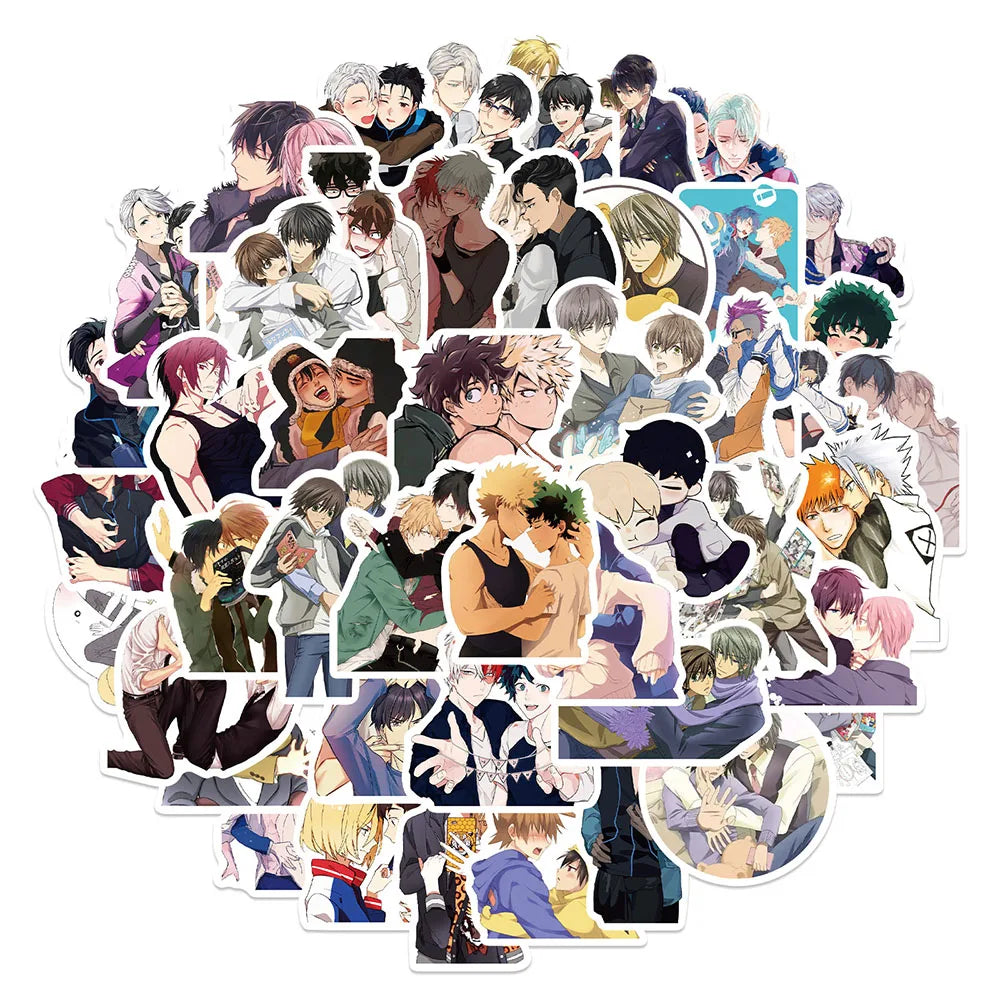 10/30/50pcs Autocollants Anime Yaoi BL Garçons Amour Dessins Animés Décalcomanies Skateboard Ordinateur Portable Guitare Valise Moto Autocollant Étanche Jouet