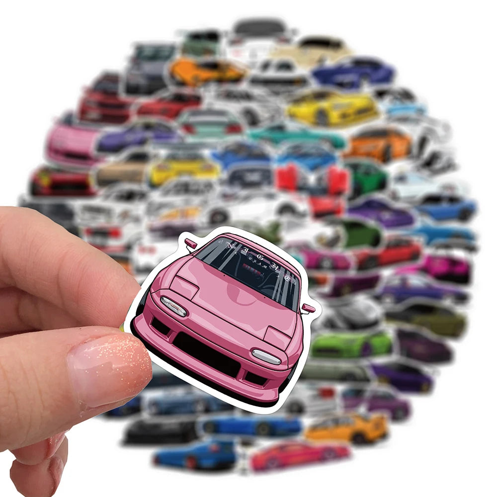 10/30/50/100PCS JDM Pegatinas de graffiti retro para coches de carreras, ordenador portátil, guitarra, equipaje, bicicleta, monopatín, calcomanía impermeable para niños