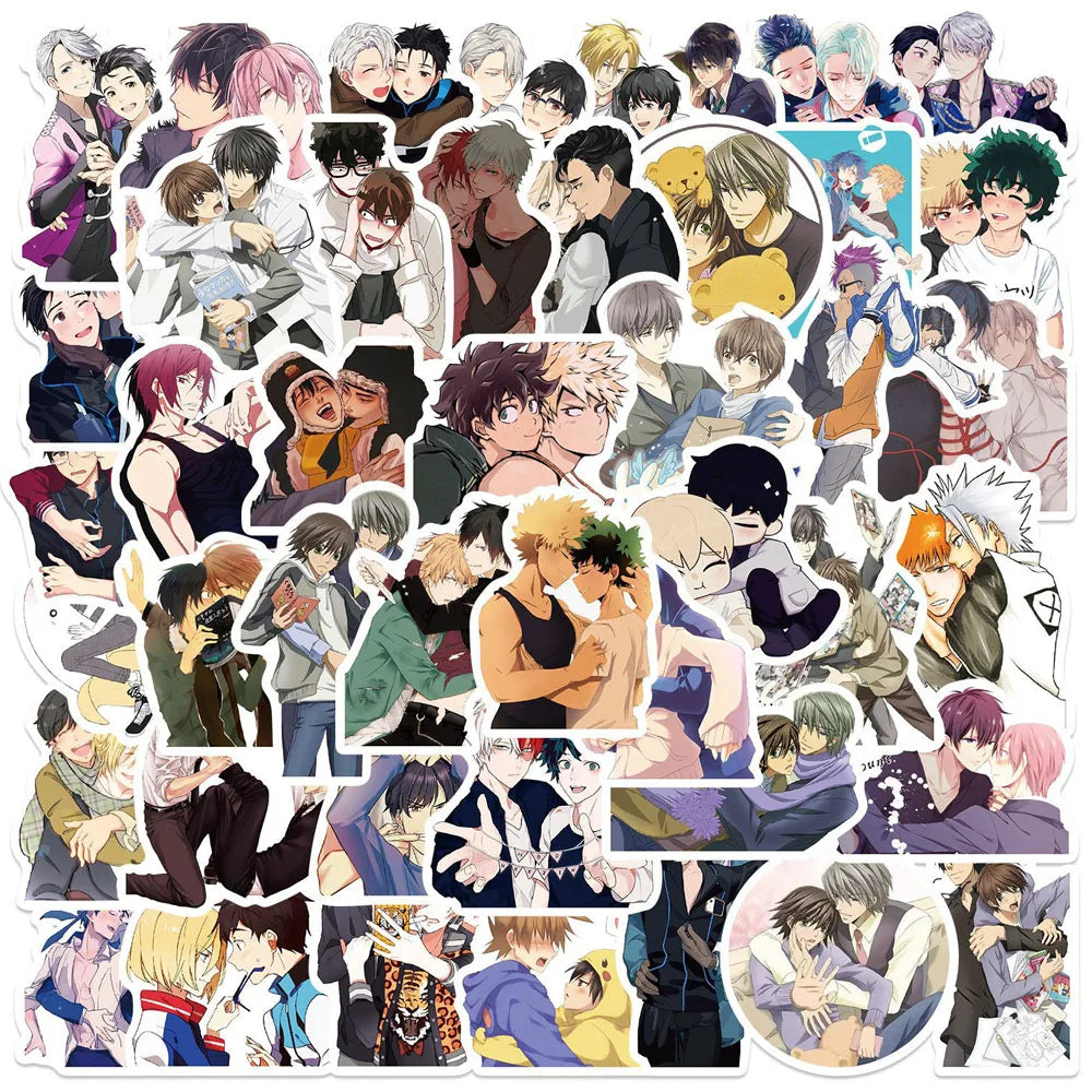 10/30/50pcs Autocollants Anime Yaoi BL Garçons Amour Dessins Animés Décalcomanies Skateboard Ordinateur Portable Guitare Valise Moto Autocollant Étanche Jouet