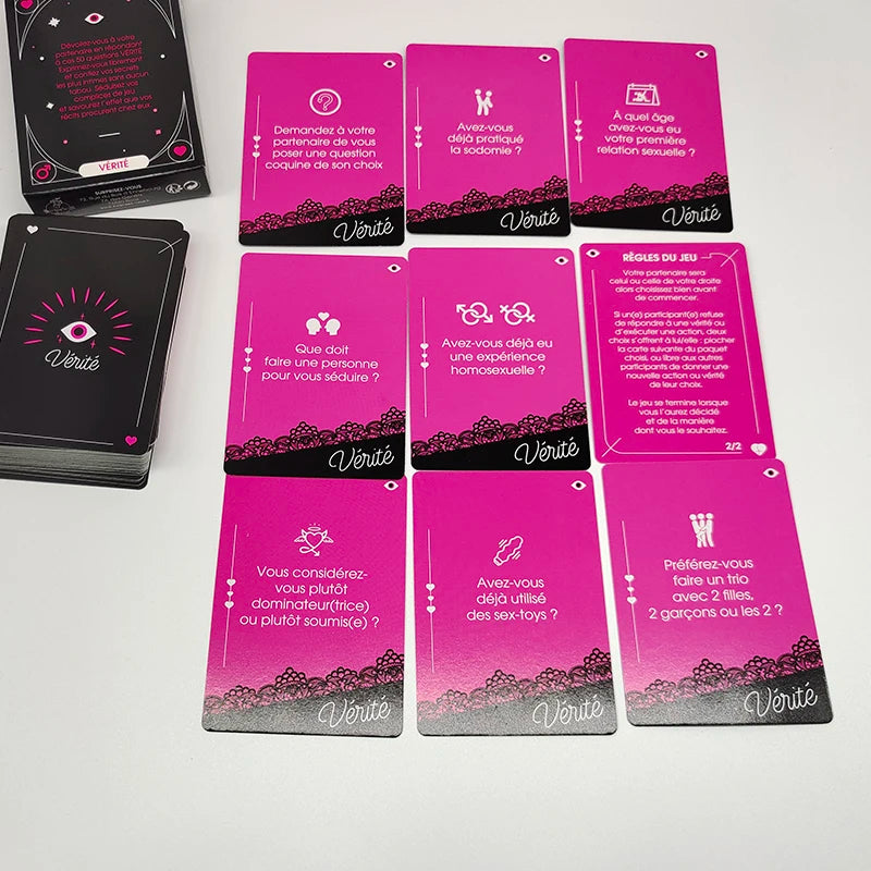 Verdad o Reto Juego de Cartas Doble Mazo, Edición Adulta Sexy, Idioma Francés, en Blíster, Para Parejas o Amantes