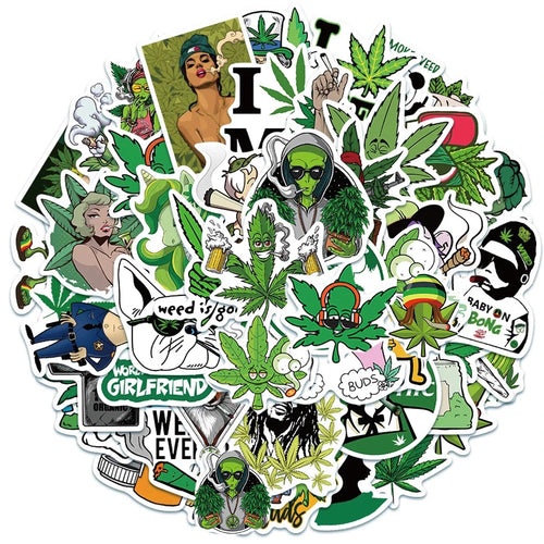 10/30/50PCS Hemp Leaf Stickers Laptop Skateboard Guitar Luggage DIY Bike Cool Waterproof Graffiti Sticker Decal Kid Classic Toys