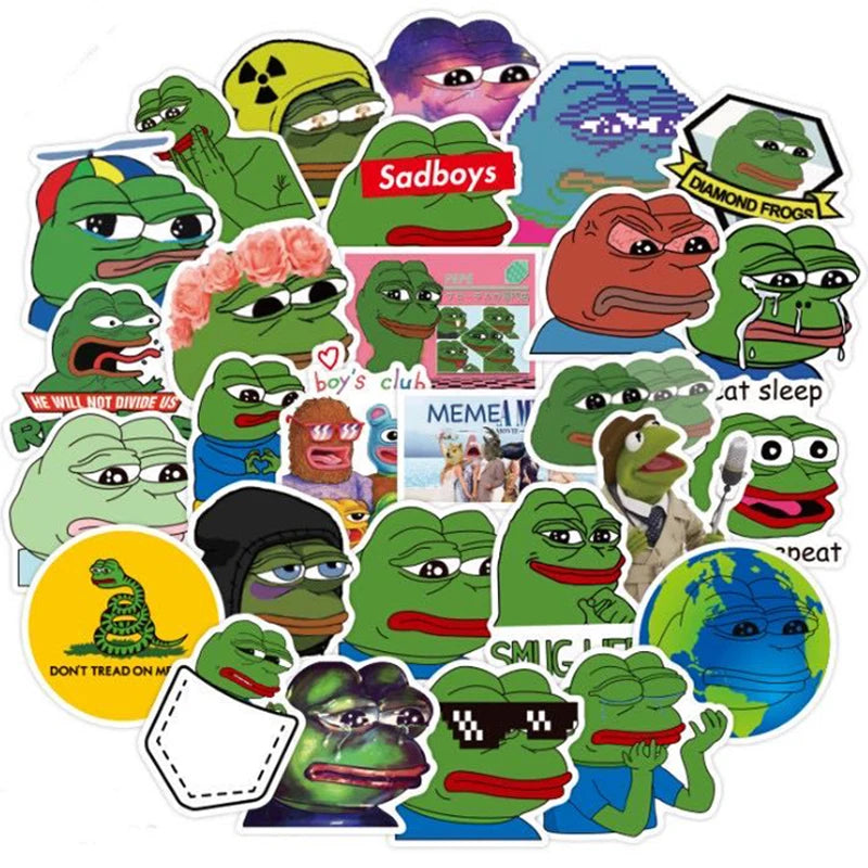 10/30/50 PIÈCES Autocollants Intéressants Grenouille PEPE Graffiti Meme pour Skateboard Casque Boîte Cadeau Vélo Ordinateur Portable Voiture Jouets pour Enfants