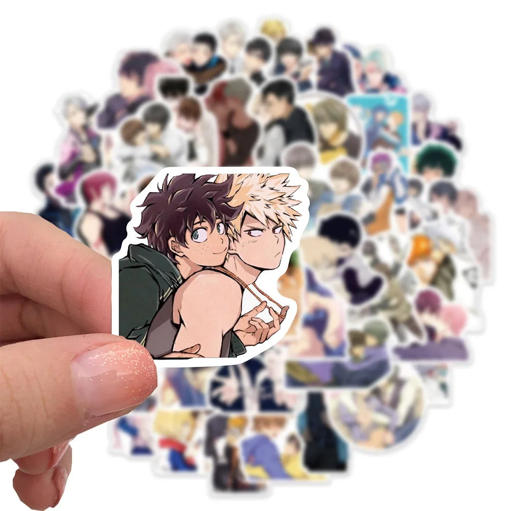 10/30/50pcs Autocollants Anime Yaoi BL Garçons Amour Dessins Animés Décalcomanies Skateboard Ordinateur Portable Guitare Valise Moto Autocollant Étanche Jouet