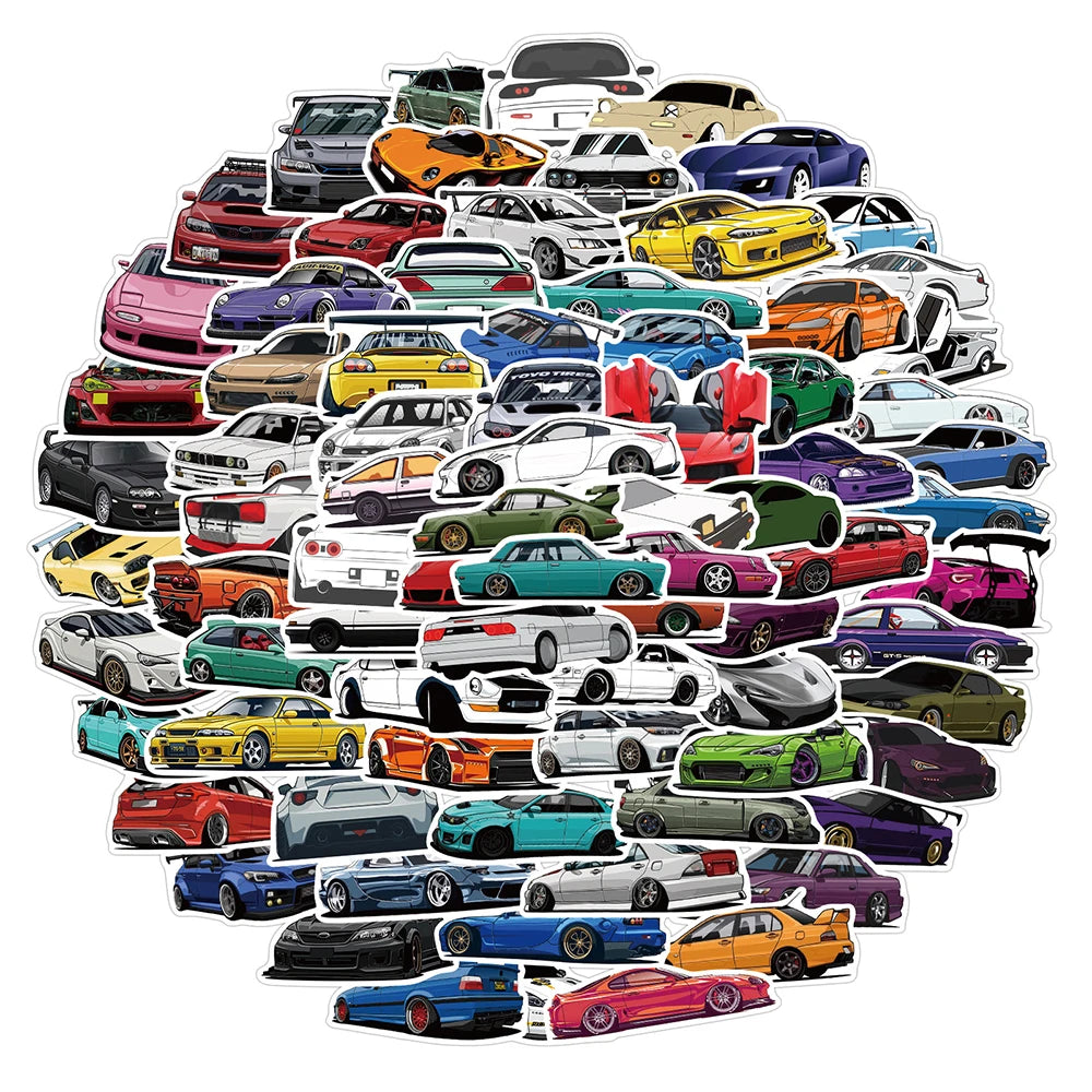 10/30/50/100PCS JDM Pegatinas de graffiti retro para coches de carreras, ordenador portátil, guitarra, equipaje, bicicleta, monopatín, calcomanía impermeable para niños
