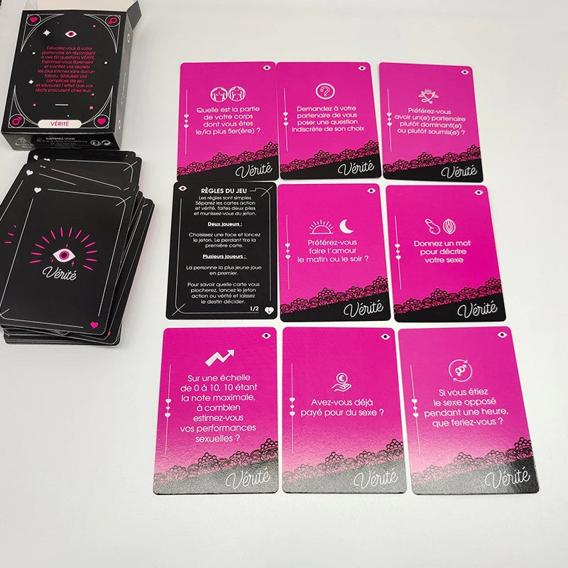 Verdad o Reto Juego de Cartas Doble Mazo, Edición Adulta Sexy, Idioma Francés, en Blíster, Para Parejas o Amantes