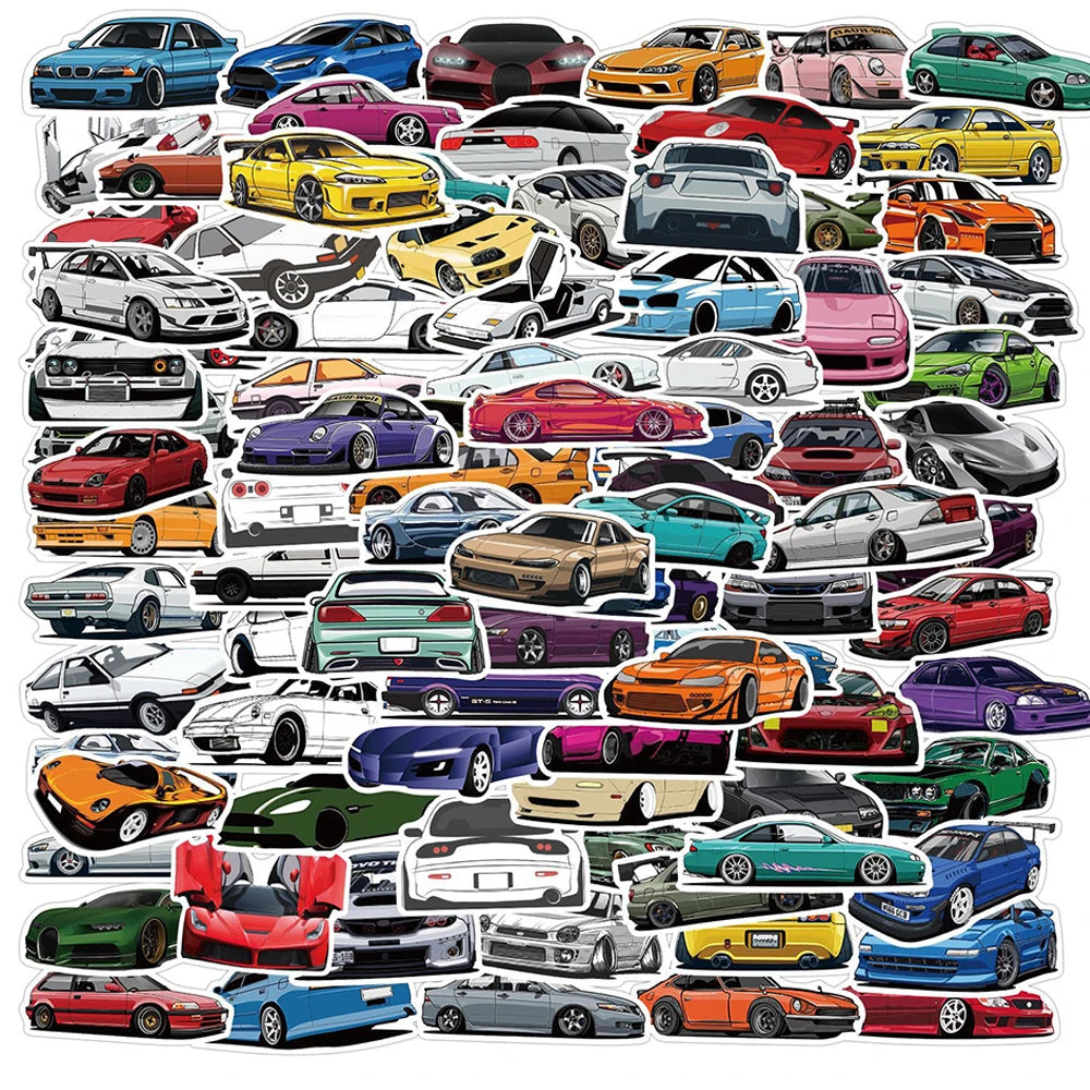 10/30/50/100PCS JDM Pegatinas de graffiti retro para coches de carreras, ordenador portátil, guitarra, equipaje, bicicleta, monopatín, calcomanía impermeable para niños