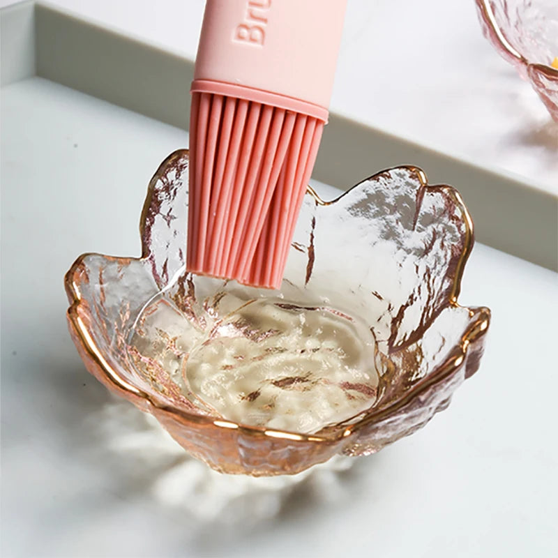 1-3Pcs Japanese Style Small Glass Plate With Golden Border Mini Seasoning Dessert Cute Style Sakura Bowl For Ice Cream Sala
