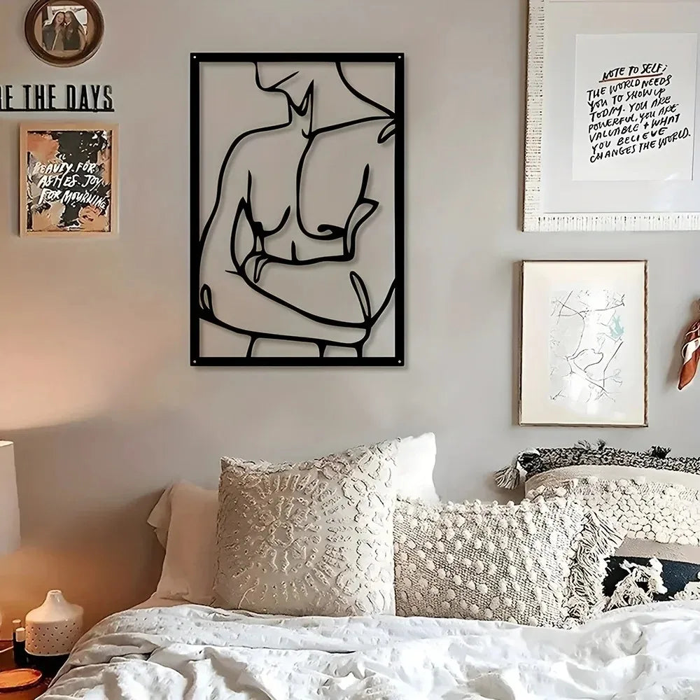 Arte de pared moderno de metal de 40x60cm - Diseño geométrico abstracto para sala de estar, decoración contemporánea elegante