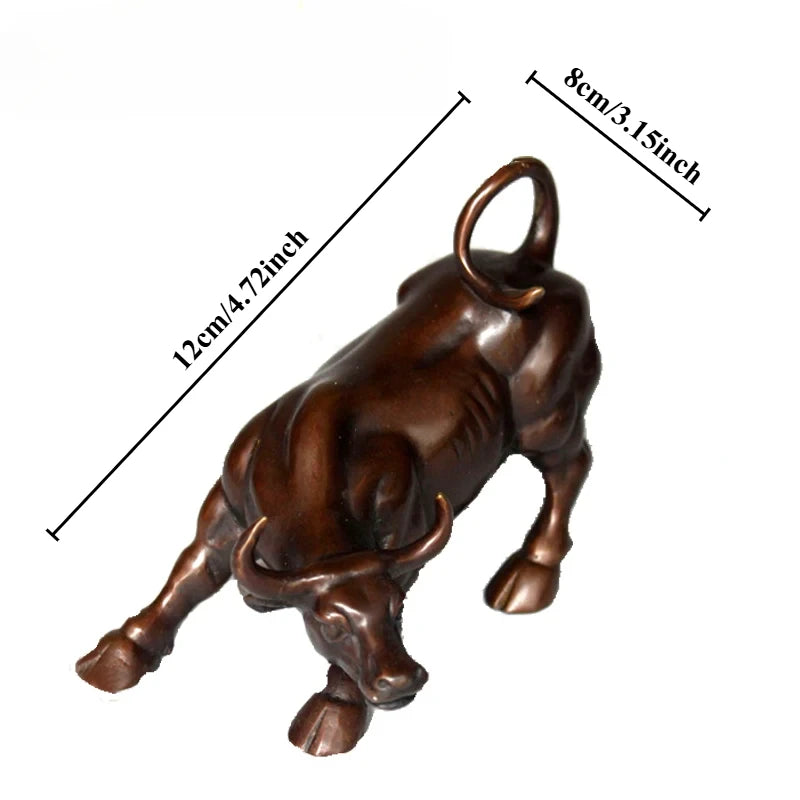 Figura de toro de Wall Street de latón de 12 cm, estatua de toro del mercado de valores, escultura de Feng Shui, regalo de decoración para el hogar y la oficina