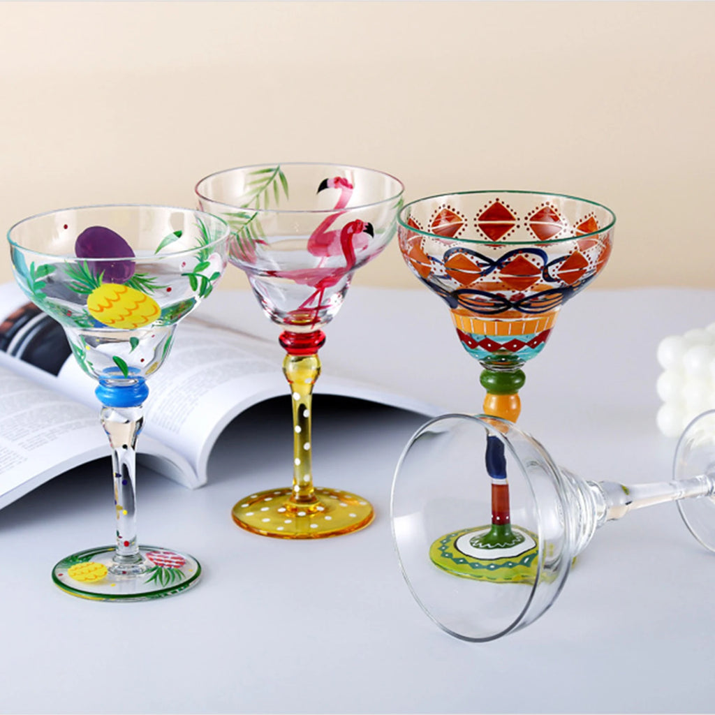 Verres à Cocktail Margarita Polyvalents Verres à Vin Colorés pour la Maison, le Bar, le Mariage, les Fêtes