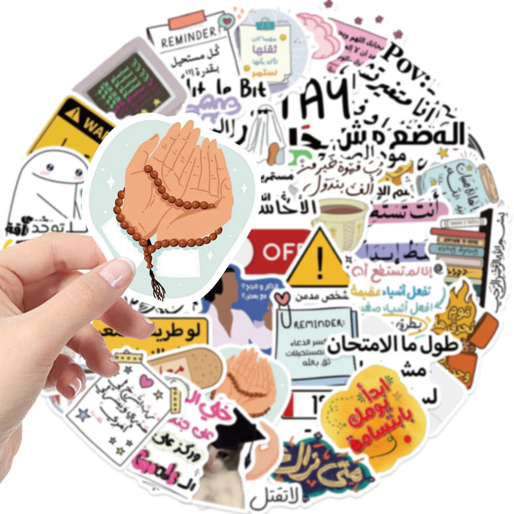 50/100 autocollants de graffiti arabe de dessin animé, autocollants décoratifs pour guitare, ordinateur portable, bagages, autocollants de papeterie imperméables à faire soi-même
