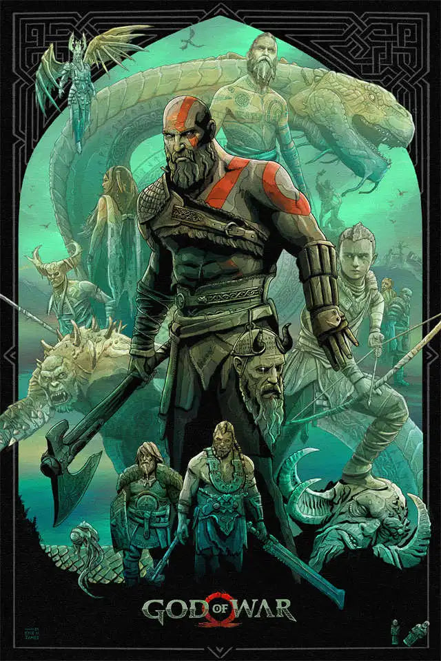 Poster God of War Ragnarok 2022 - Décoration murale sur le thème de Kratos pour salle de jeux