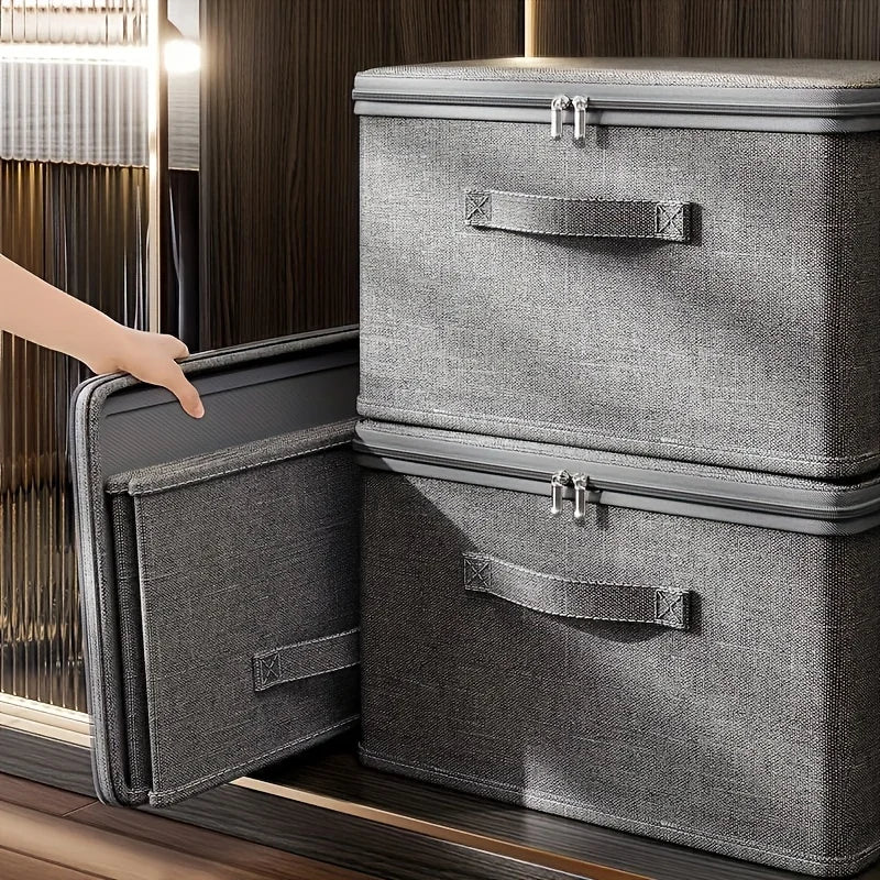 Caja de almacenamiento plegable multifuncional con cubierta de tela, caja de almacenamiento de edredones de gran capacidad, caja de almacenamiento de sujetadores, organizador de ropa interior