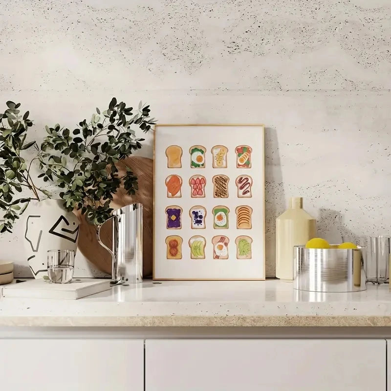 Cuadros decorativos de pared modernos para cocina, pan y sándwiches, lienzo, póster, para sala de estar, dormitorio, habitación de niños, decoración del hogar