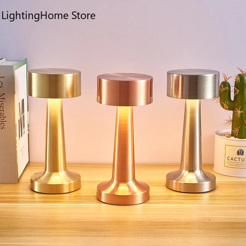 Lampe de table LED Rétro Lampe de table de café pour bar, Rechargeable, Capteur tactile, sans fil, Veilleuse, Décoration de restaurant, salon