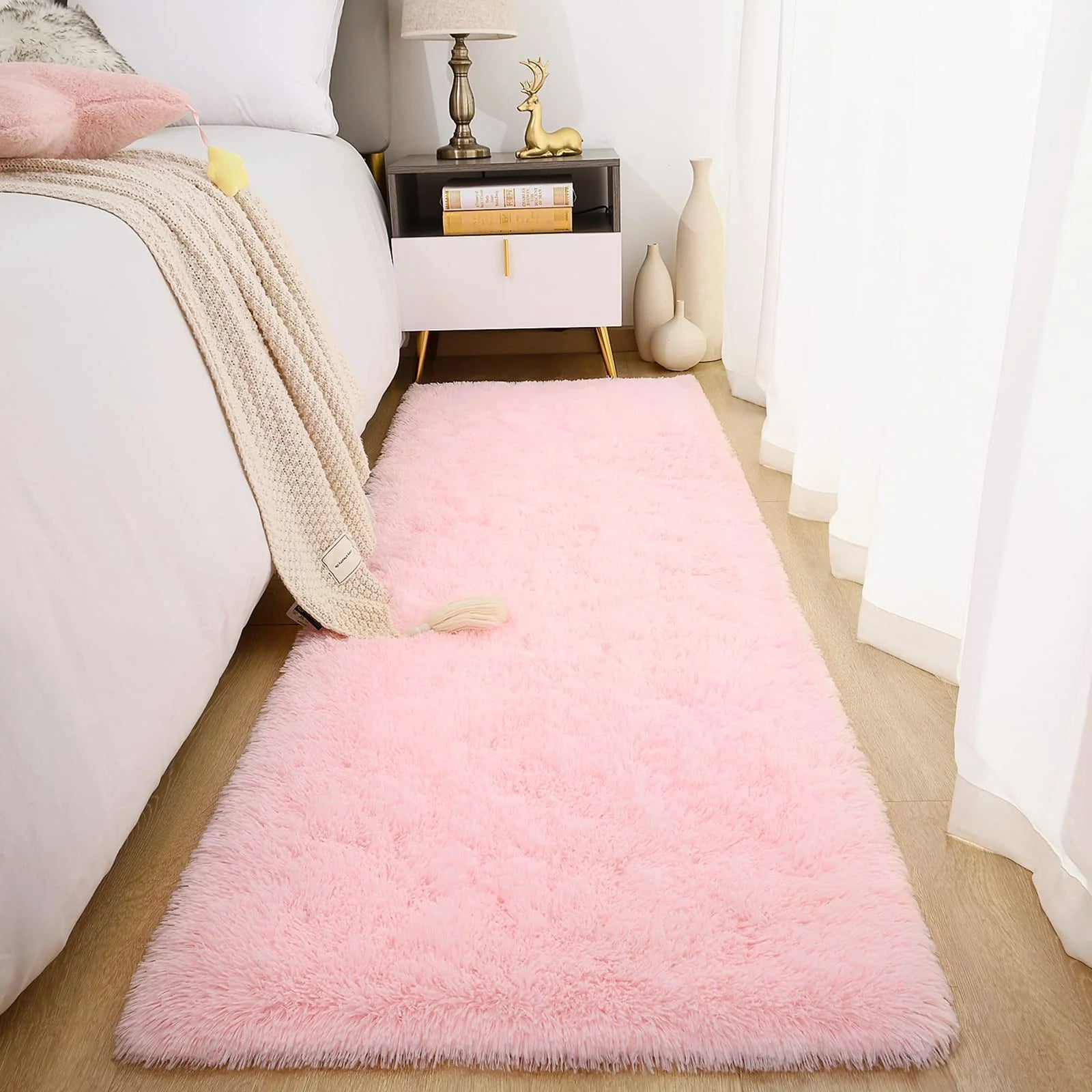 Alfombra suave VIKAMA, alfombra de dormitorio y sala de estar de felpa y mullida, alfombra de piso para guardería y habitación infantil para decoración del hogar