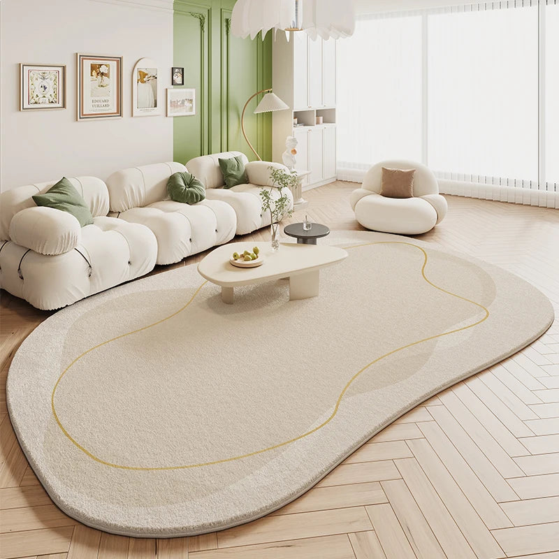 VIKAMA Alfombra Verde Sala de Estar Estilo Crema 2025 Nueva Alfombra Irregular de Peluche para Dormitorio, Mesita de Noche, Tapetes de Piso Decoración del Hogar